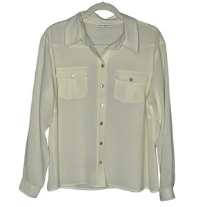 Amaranto Ivory Button Down Long Sleeve Women’s Blouse